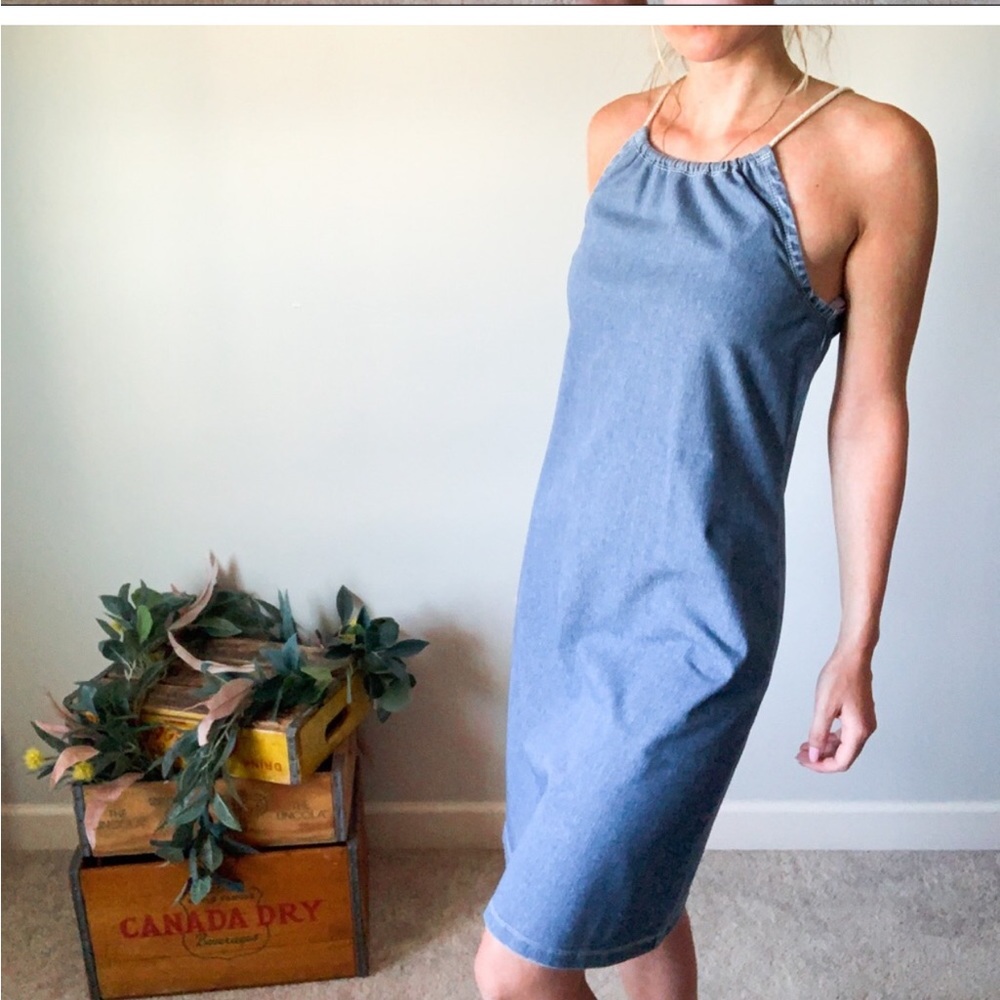 Blue soft denim like dress